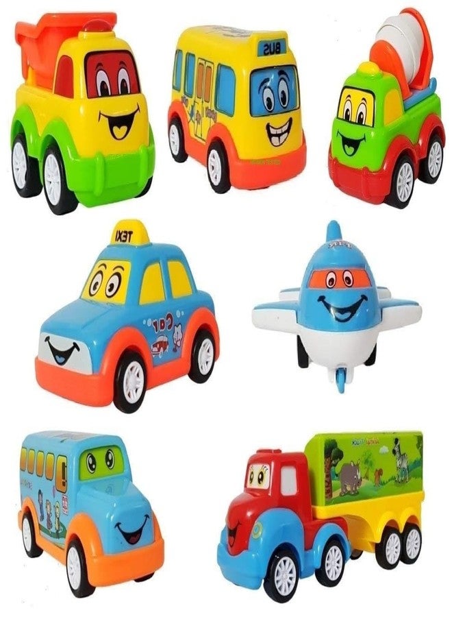 HIGH TRUSTED® Smart Unbreakable Pull Back Vehicles| Push and Go Crawling Toy for Kids & Children, Power Friction Cars for 3+ Years Old Boys|Girls Assorted (Pack of 7) - Image 1